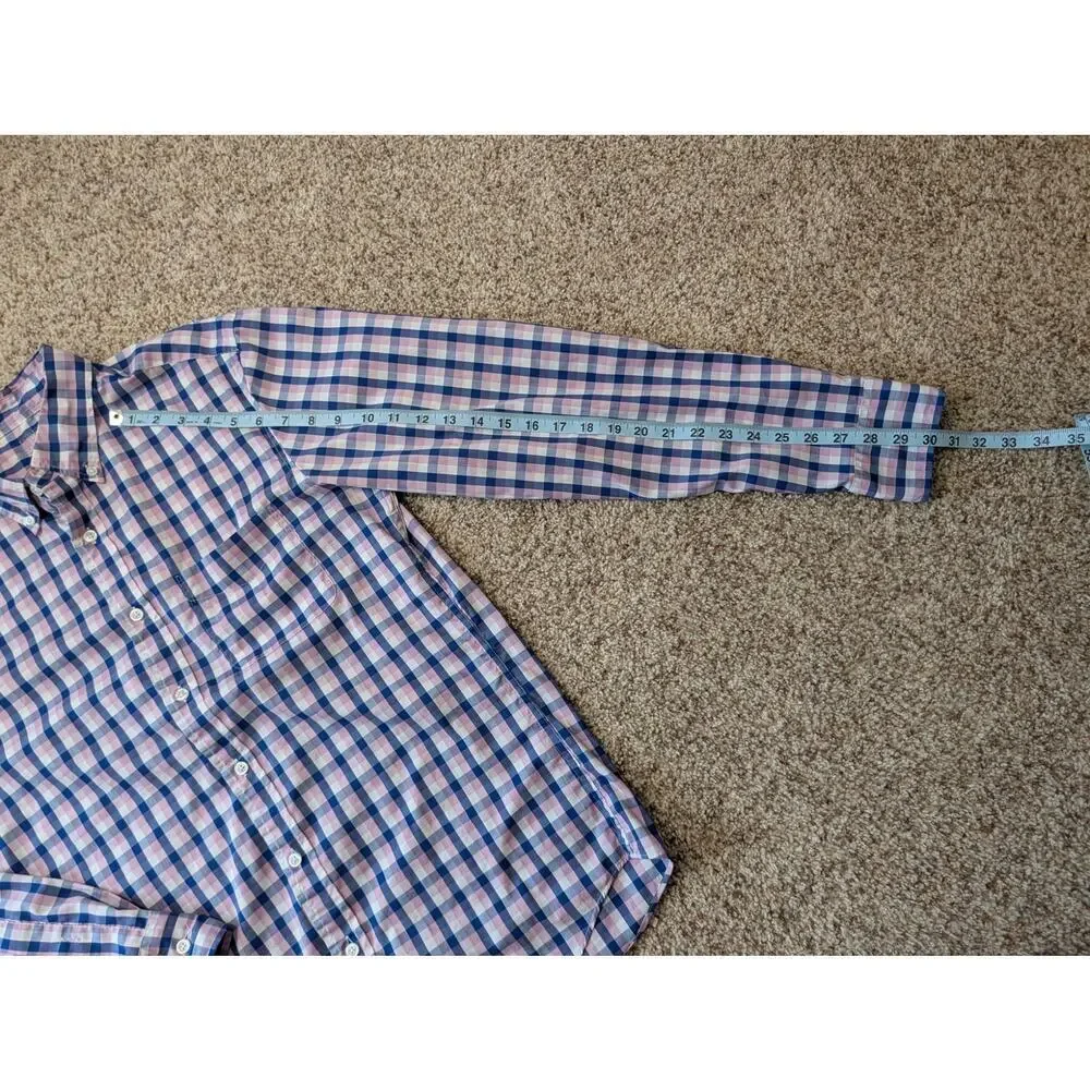 J. CREW Men's Performance, long sleeve; Size medium; Lightweight, Blue Plaid